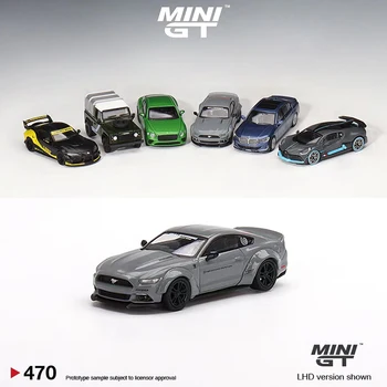 Модел автомобил MINI GT 1:64 F Mustang GT LB-Works Сплав, лят под налягане # 470 LHD Сив