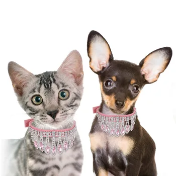 Модерен нашийник за домашни любимци, Луксозна диамантена огърлица, Аксесоари за домашни любимци, за малки кученца, Котки, Доставчик на стоки за домашни любимци със скъпоценни камъни