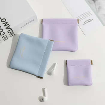 Модерна чанта за съхранение на слушалките от Изкуствена кожа, джоб за монети, портфейл, мини-портфейл, органайзер за ключове, чанта за дреболии, женски титуляр за кредитни карти