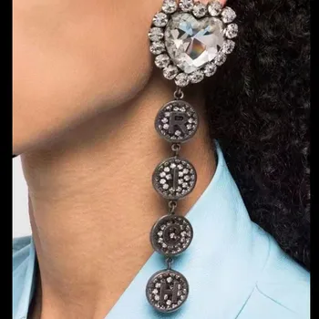 Модни Обици-висулки във формата на сърце от планински кристал с букви, модни аксесоари за уши момичета