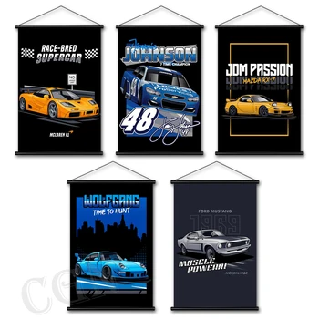 Модулен модел на Ford Mustang HD, Пинта Луксозен суперавтомобил, Плакати с състезателни автомобили, Платно, стенни картини, Окачени Свитъци, декорация за дома