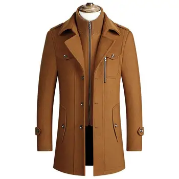 Мъжки вълнени палта M-4XL, зимни мъжки якета с отложным яка, обикновена, тънка, всекидневни, запазване на топлината, лесна връхни дрехи, дрехи Hw1