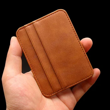Нов тънък мини портфейл от изкуствена кожа, тънък държач за банкови кредитни карти, 5 слота за карти, мъжки бизнес малък калъф за самоличност, мъжки портфейл, държач за карти