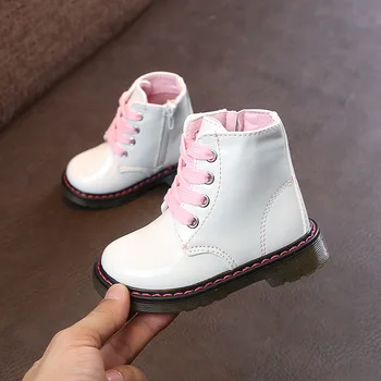 Нова детски обувки; бели модни обувки от изкуствена кожа за момичета, детски тънки обувки; детски полусапожки; водоустойчив обувки за деца