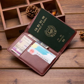 Нова мъжка чанта за паспорт от изкуствена кожа, однотонная корейската версия, ръчни чанти и калъфи за сертификати, мултифункционален кожен скоба за паспорт, държач за карти