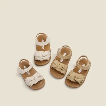 Нови летни сандали за малки момичета; плажни обувки за деца; обувки принцеса 1-3 години; корейска детска кожа обувки с мека подметка;