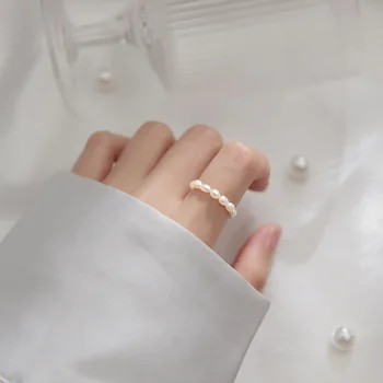 Ново пръстен с естествен сладководните перли, украшенное мъниста за жени, регулируем Размер, нарушения на сърдечния минималистичное модно бижу пръстен за сватбени партита