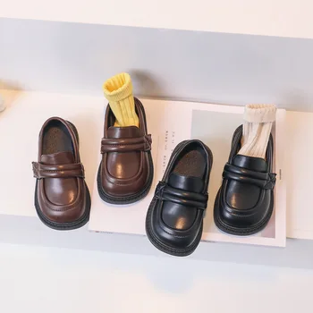 Новост пролетта 2023 г., детски кожени обувки, модерни обувки за момчета и момичета в британския стил, обувки за училищни изяви