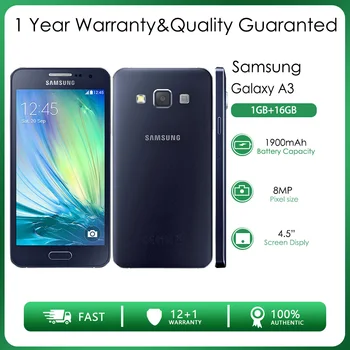 Оригинален Отключени Samsung Galaxy A3 A300F 4G четириядрен 1 GB RAM памет 16 GB ROM 8 MP 4,5 