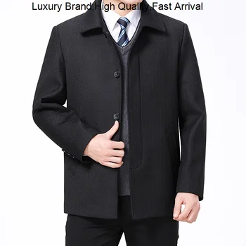 Палто покривка за мъже, ежедневни вълнени палта, мъжки дрехи, мъжки якета, однобортное палто Размер 4XL плюс