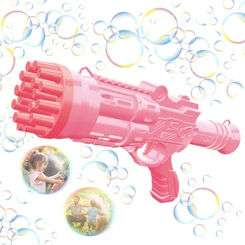 Пистолет за Сапунени Мехури, Автоматична Машина За Сапунени Мехурчета С 24 Дупки За Деца, Производител на Сапунени Балони За Партита, детски Играчки На Открито, Необходими Играчки За Деца