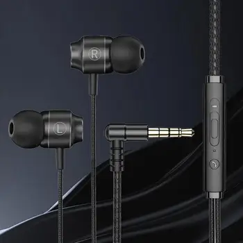 Полезни ушите, Высокочувствительные Жични Слушалки с Извити на 90 Градуса, на стерео слушалки с Микрофон За Игри