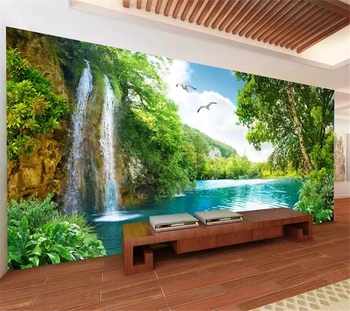Потребителски 3D стерео тапети beibehang, красива картина, планински пейзаж, водопад, пейзаж Цзяннань, ТЕЛЕВИЗИЯ-на фона на тапети