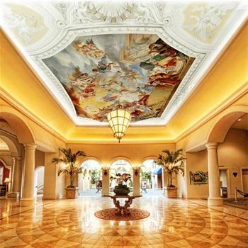 Потребителски тапети 3d стенописи Европейски стил купол зенит великолепна фреска тапети таван боядисване тапети за дома тапети