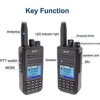 Преносимо радио TYT MD-UV390 DMR 5 W 136-174 Mhz и 400-480 Mhz Преносима радиостанция Р-390 IP67 Водонепроницаемое цифрово радио-TDMA с GPS