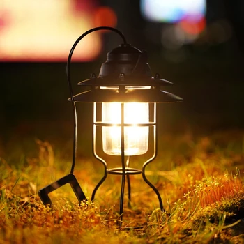 Ретро лампа за къмпинг, водоустойчива Акумулаторна батерия USB на медальон лампа за палатка, лека нощ на двора, двор, парти в градината, къмпинг