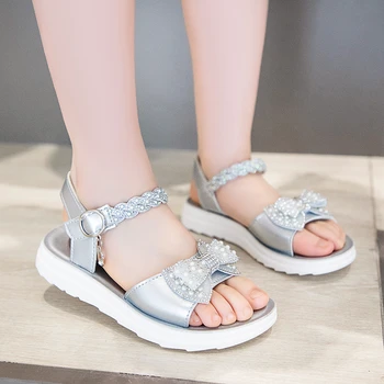 Сандали за момичета 2023 г., лятна детска мода обувки на принцесата, универсална детска мода мека изкуствена пеперуда, сладки, лъскави и шикозни модела обувки