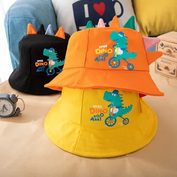 Сладко детска панама с динозавром, пролетно-лятна шапка за малки момчета, плажни улични аксесоари за малки деца, Риболовци, Бебешки Аксесоари