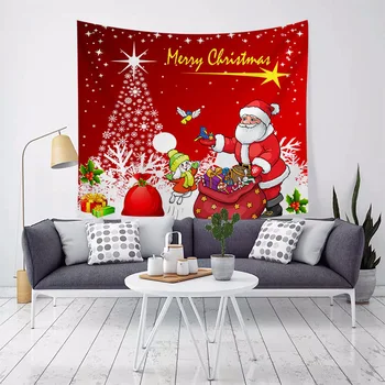 Стенен гоблен с принтом Свети Коледа, Украса за дома, Златна Лосове, монтиран на стената снежен човек за Коледа в хотел