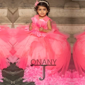 Стилна рокля JONANY за момичета с цветя модел 2023, пищни рокля с цип, индивидуално рокля за бала, празнична рокля за момиченце, на Церемонията за първи причастие