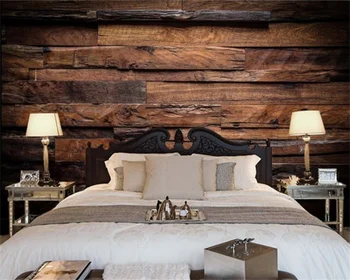 Тапети Papel de parede на поръчка красиви тъмни ретро носталгия дървени райе спалня ТЕЛЕВИЗИЯ фон стенни рисувани от папие-маше behang