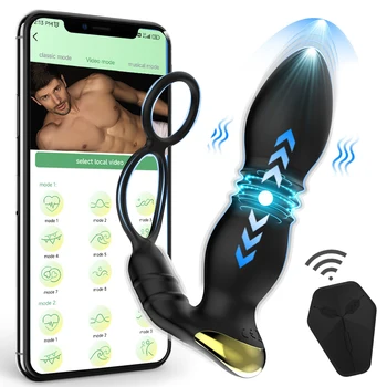 Телескопична вибриращ анален накрайник, секс играчки за мъже, приложение с wi-fi на горивото, анален накрайник, вибратор, масажор на простатата, пръстен за забавяне на еякулацията