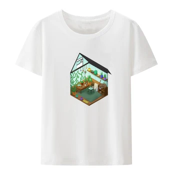 Тениска с принтом серия Happiness Cottage Основната, дамски дрехи, тениски, Съкратен топ, Koszulki Y2k, Тенденция дрехи с къс ръкав