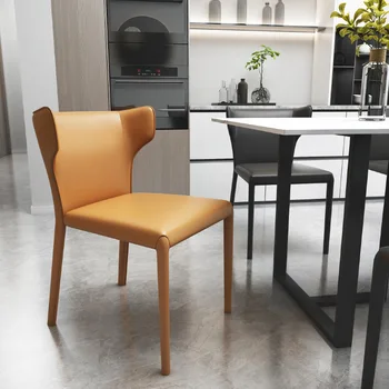 Трапезария стол в скандинавски стил за хранене, модерна минималистичная мебели за дома, луксозен хотелски стол с кожена облегалка, стол за почивка