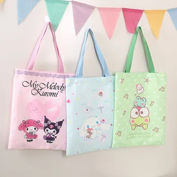 Холщовая чанта Sanrio Hello Kitty, женствена чанта през рамо, скъпа студентски кукла, тъканта, калъф, чанта-тоут